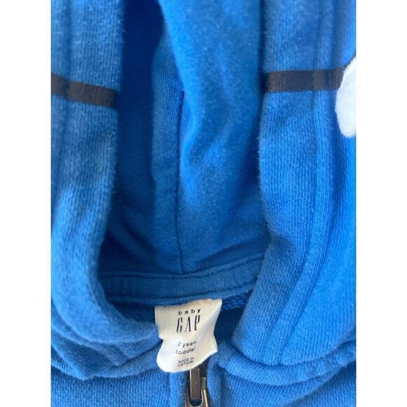 Baby GAP Shark Blue Zip Cotton Hoodie Toddler Size 2 JK - Picture 2 of 2